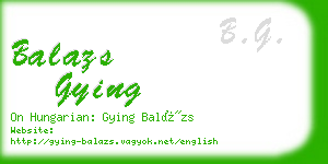 balazs gying business card